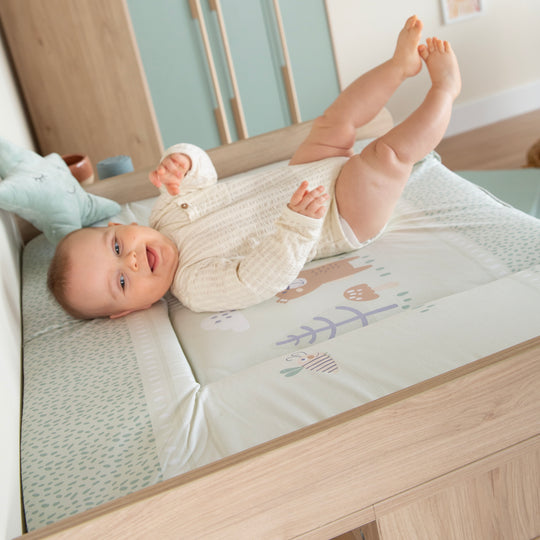 Materasso per fasciatoio 'Woodland Buddies' - 85 x 75 cm - rivestito in PU - verde pastello