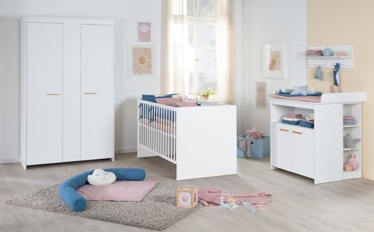 Room Set 'Lilo' - Convertible Bed 70x140 cm + Changing Table + Wardrobe - White