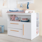 Ensemble de chambre 'Lilo' - Lit évolutif 70x140 + Commode à langer + Armoire - Blanc