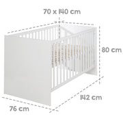 Ensemble de chambre «Lilo» - Lit combiné 70x140 + couche de tiroirs à couches + armoire - blanc