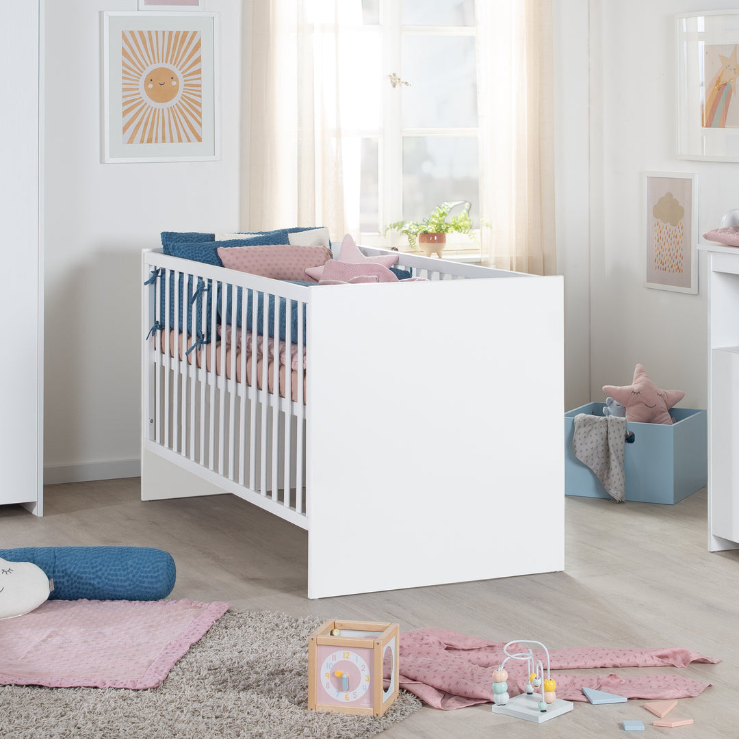 Room Set 'Lilo' - Convertible Bed 70x140 cm + Changing Table + Wardrobe - White