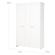 Zimmer Set 'Lilo' - Kombi-Bett 70x140 + Wickelkommode + Kleiderschrank - Weiß