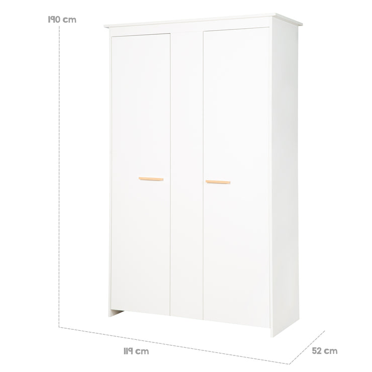 Ensemble de chambre 'Lilo' - Lit évolutif 70x140 + Commode à langer + Armoire - Blanc