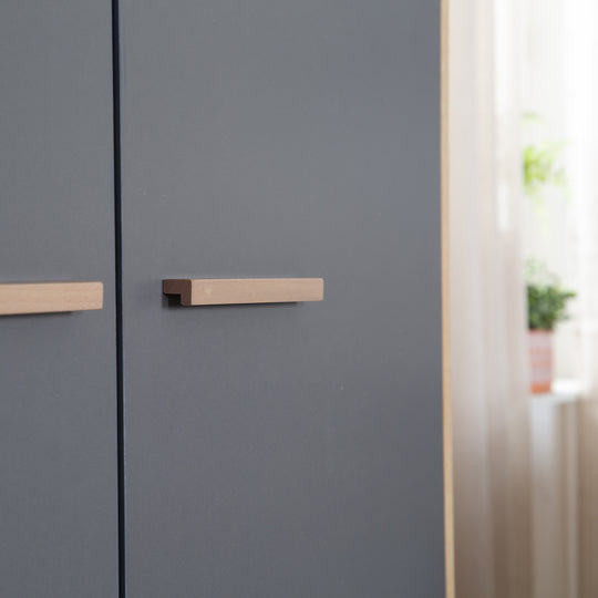 Armoire pour enfants 2 portes 'Anna' - Anthracite / Décor chêne Kent