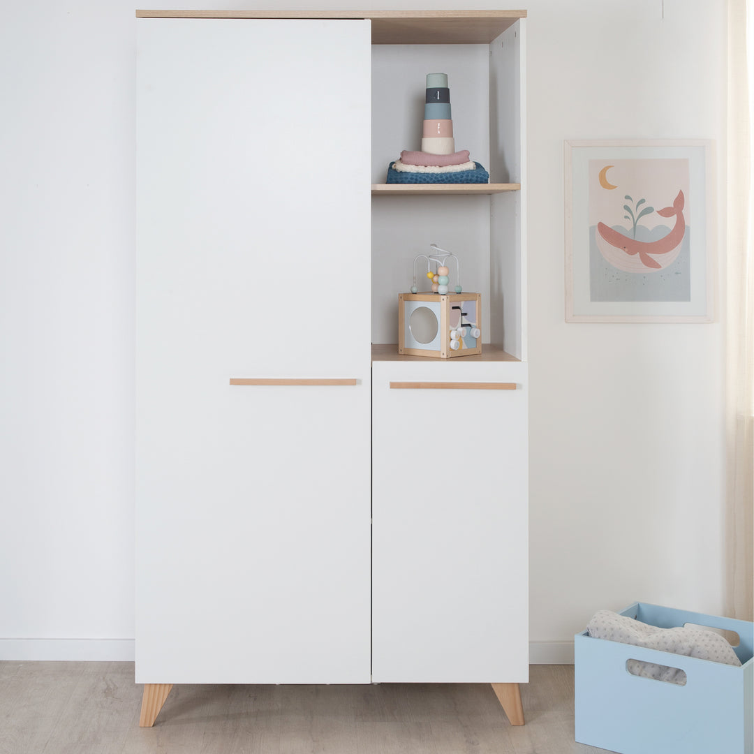 Cameretta per neonati 'Leon' 3 pz - Set di mobili trasformabili - Bianco / Rovere Othello