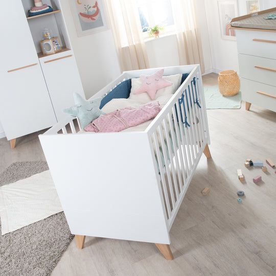 Cameretta per neonati 'Leon' 3 pz - Set di mobili trasformabili - Bianco / Rovere Othello