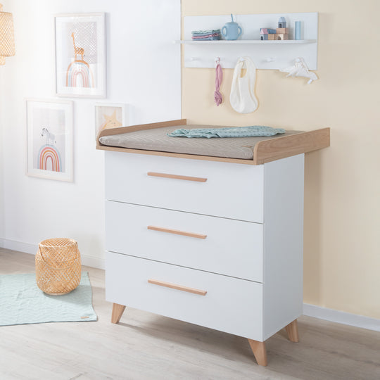 Cameretta per neonati 'Leon' 3 pz - Set di mobili trasformabili - Bianco / Rovere Othello