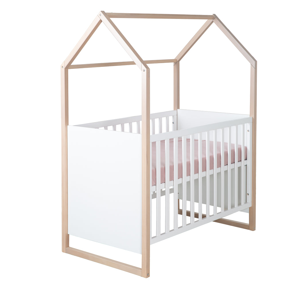 Babyzimmer Set Cabane 3-teilig in Hausoptik - Weiß / Dekor Eiche