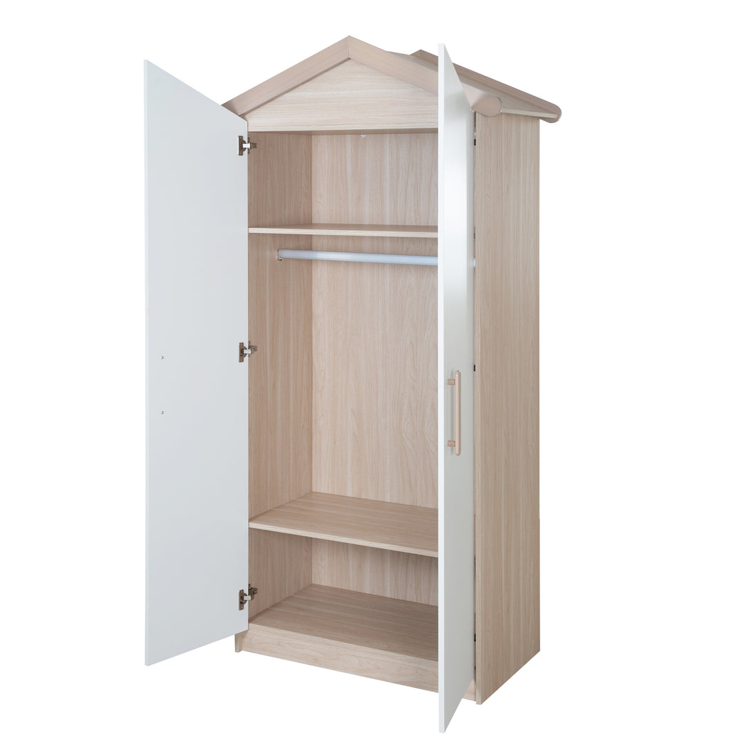 Babyzimmer Set Cabane 3-teilig in Hausoptik - Weiß / Dekor Eiche
