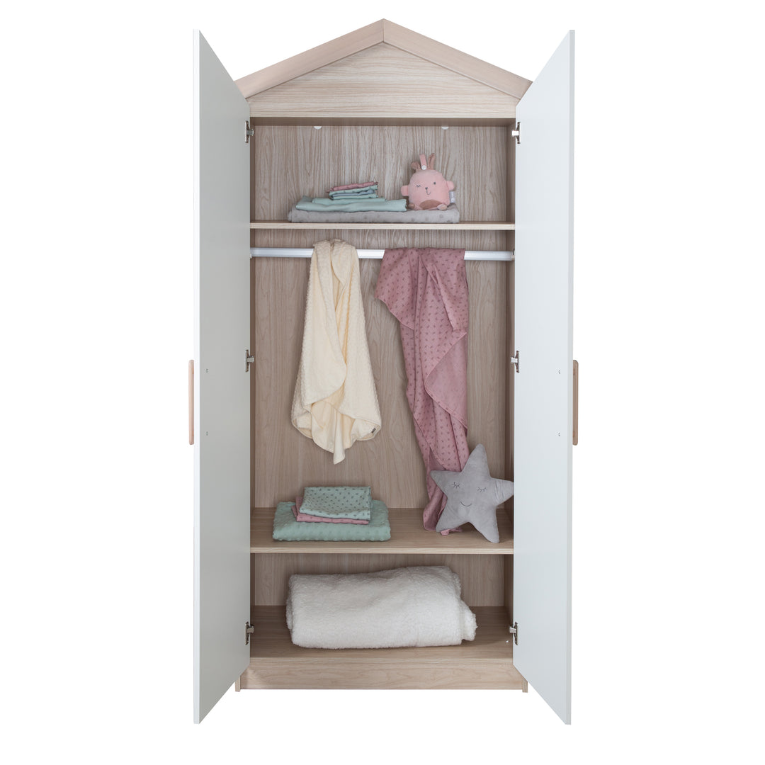 Babyzimmer Set Cabane 3-teilig in Hausoptik - Weiß / Dekor Eiche