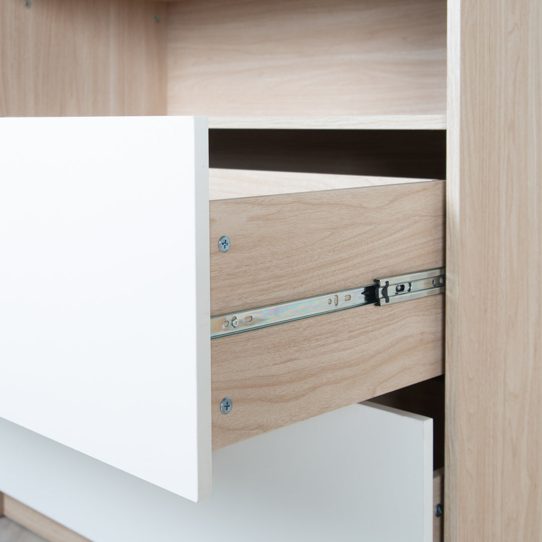 Babyzimmer Set Cabane 3-teilig in Hausoptik - Weiß / Dekor Eiche