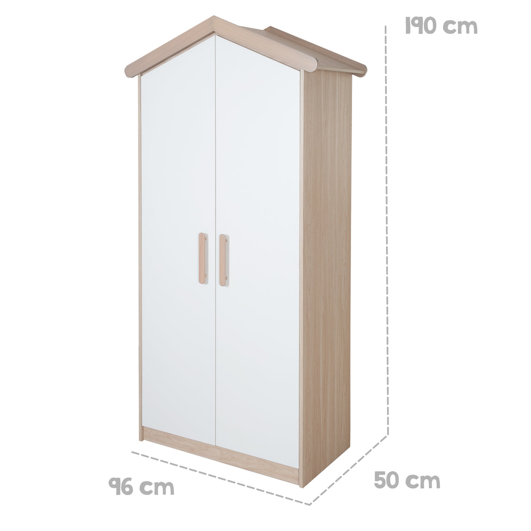 Babyzimmer Set Cabane 3-teilig in Hausoptik - Weiß / Dekor Eiche