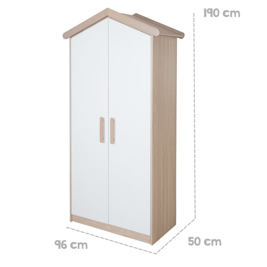 Babyzimmer Set Cabane 3-teilig in Hausoptik - Weiß / Dekor Eiche