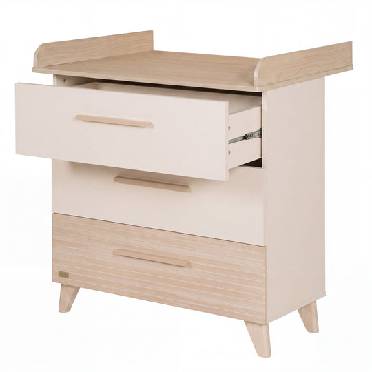 Ensemble de meubles pour bébé ‘Sidney’ 2 pièces – Pieds et poignées en bois massif – Cachemire / Chêne