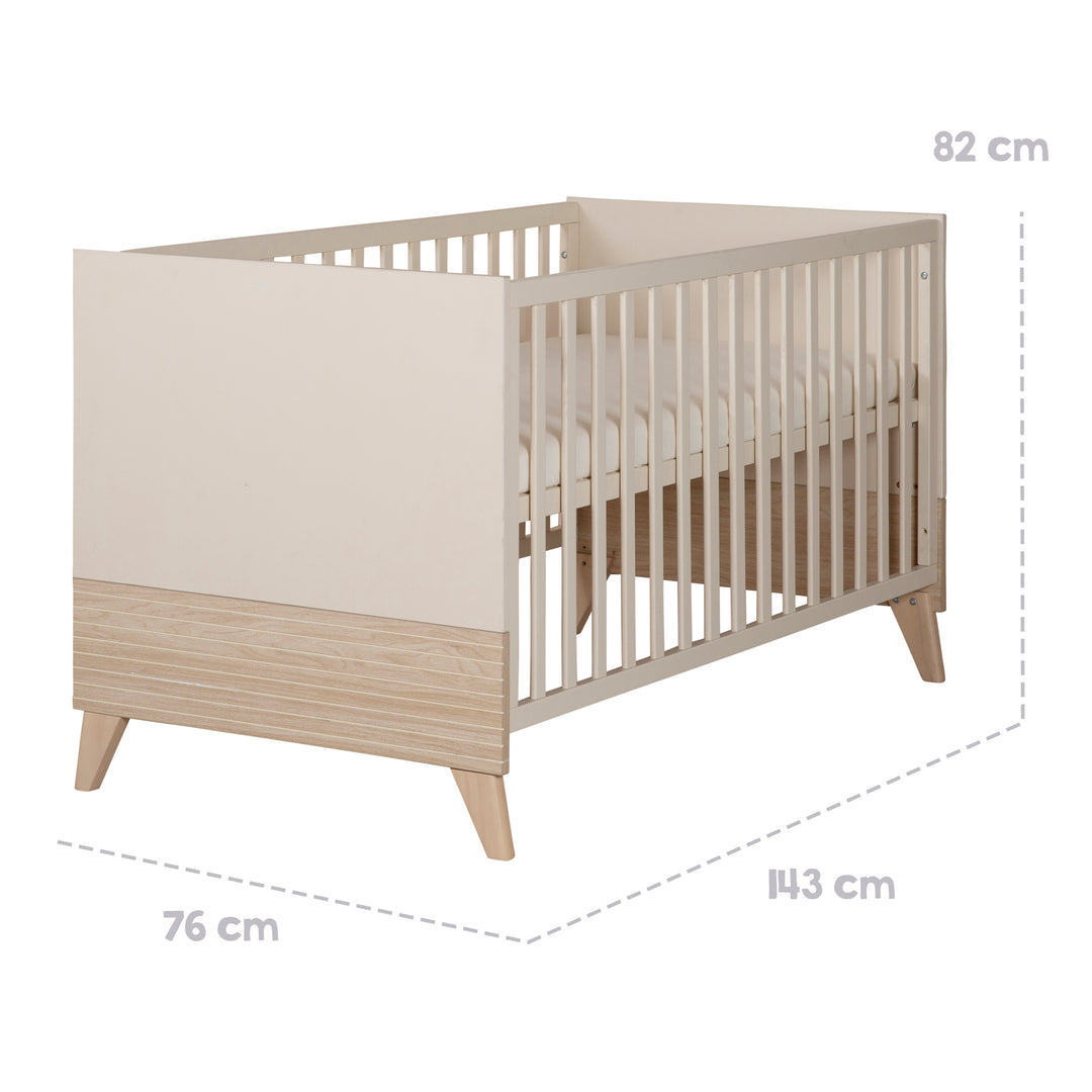 Ensemble de meubles pour bébé ‘Sidney’ 2 pièces – Pieds et poignées en bois massif – Cachemire / Chêne