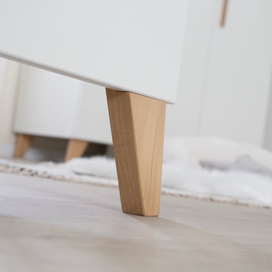 Zimmerset 'Leon' 3-teilig - Kombi-Bett 70x140 + Kommode + Schrank 2,5-türig - Weiß / Eiche