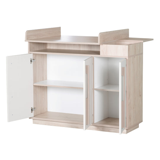 Chambre bébé 'Elva' 3 pcs – Étagères ouvertes & Fermeture Soft-Close – Cachemire / Noyer Virginia