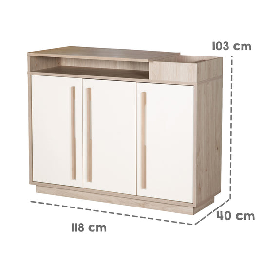 Chambre bébé 'Elva' 3 pcs – Étagères ouvertes & Fermeture Soft-Close – Cachemire / Noyer Virginia