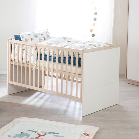 Chambre bébé 'Elva' 3 pcs – Étagères ouvertes & Fermeture Soft-Close – Cachemire / Noyer Virginia