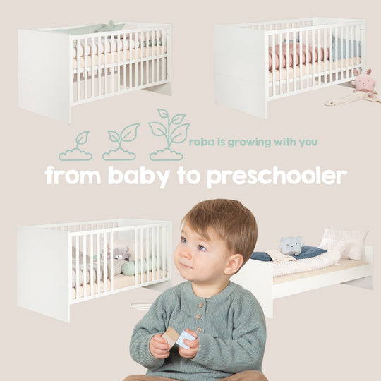 Chambre bébé 'Elva' 3 pcs – Étagères ouvertes & Fermeture Soft-Close – Cachemire / Noyer Virginia