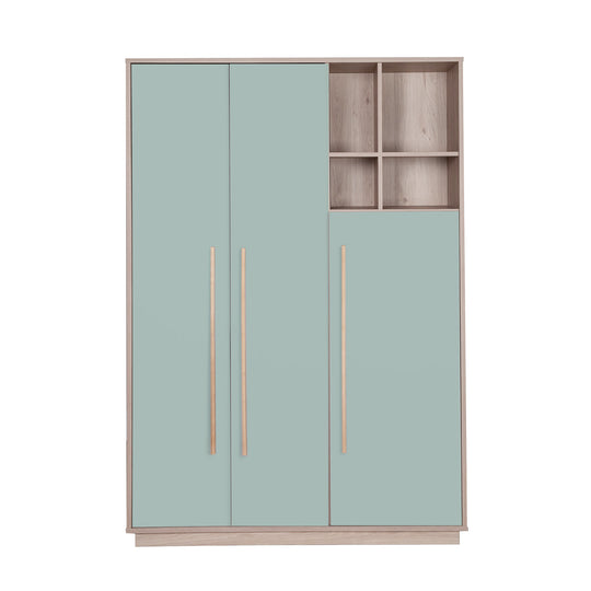 Chambre bébé 'Selva' 3 pc – Étagères ouvertes & Fermeture Soft-Close – Vert Reed / Noyer Virginia