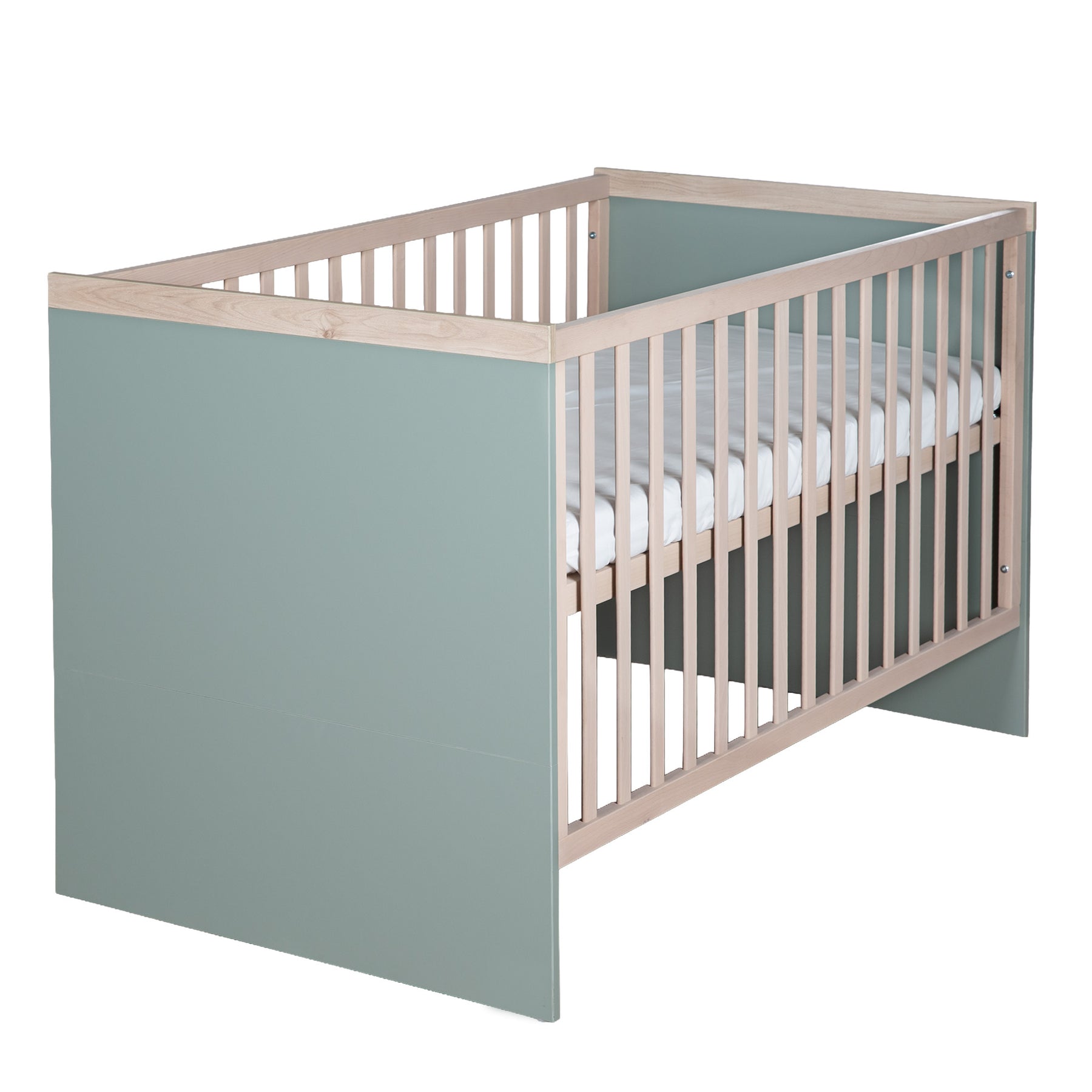 Lit bébé évolutif 70x140 vert sauge noyer