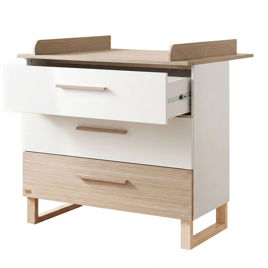 Kinderzimmerset 'Noah' 3-teilig mit Hausbett in 70x140 cm - Weiß / Tristan Eiche