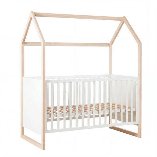 Kinderzimmerset 'Noah' 3-teilig mit Hausbett in 70x140 cm - Weiß / Tristan Eiche
