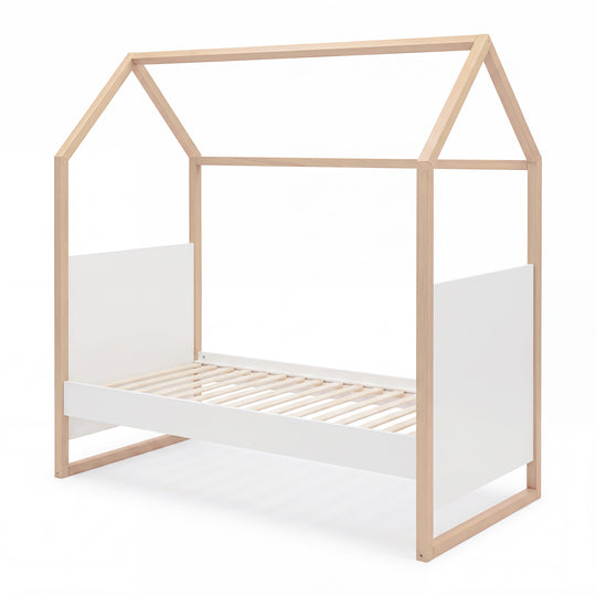 Kinderzimmerset 'Noah' 3-teilig mit Hausbett in 70x140 cm - Weiß / Tristan Eiche
