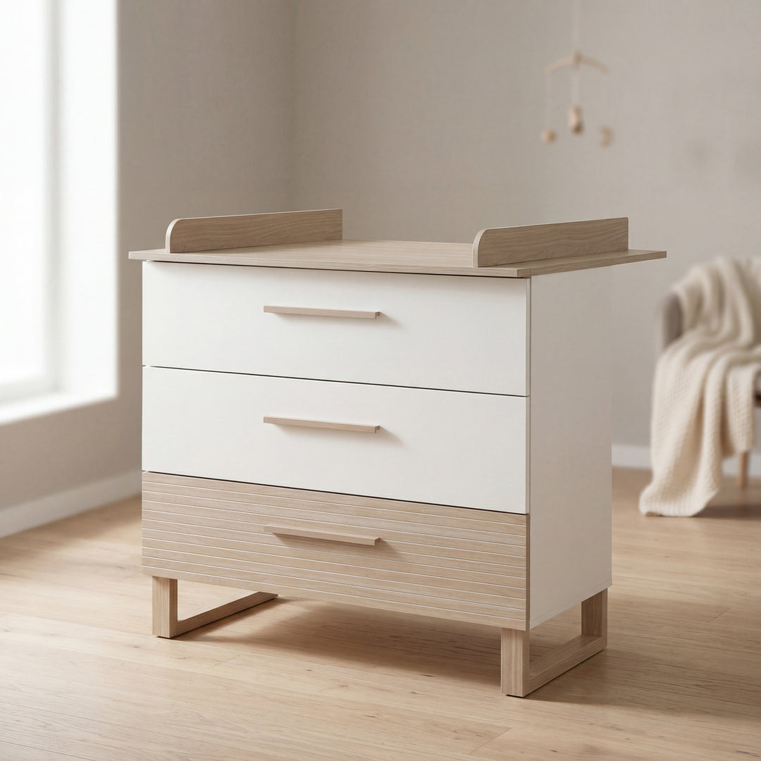 Kinderzimmerset 'Noah' 2-teilig mit Hausbett in 70x140 cm - Weiß / Tristan Eiche