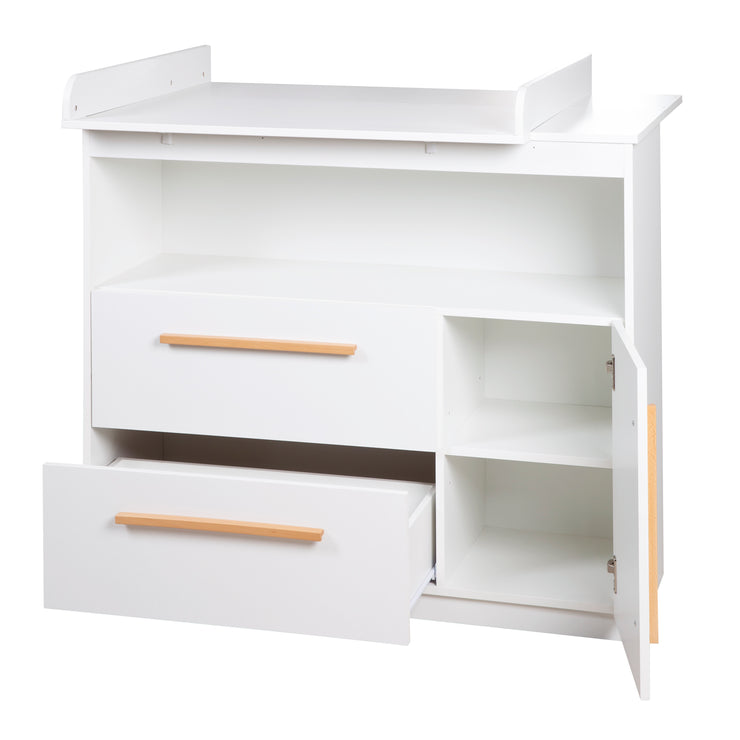Möbelset 'Lilo' - Kombi-Kinderbett 70x140 cm + Wickelkommode - Weiß