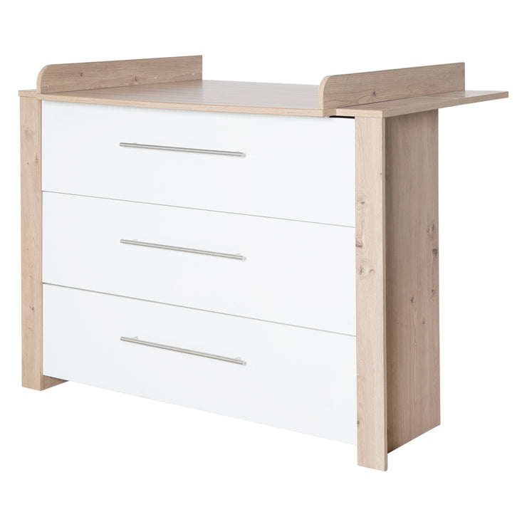 Furniture Set 'Malo' - Cot 70x140 & Changing Table - White / Oak Finish