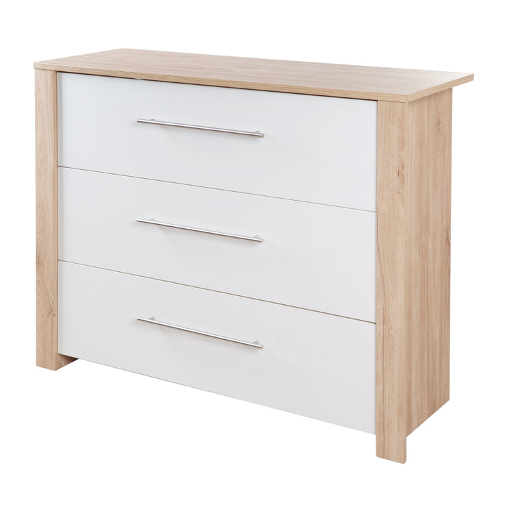 Set de meubles 'Malo' - Lit évolutif 70 x 140 cm + Commode à langer - Blanc / Décor chêne