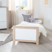 Set de meubles 'Malo' - Lit évolutif 70 x 140 cm + Commode à langer - Blanc / Décor chêne