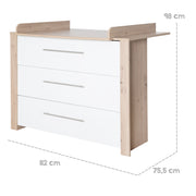 Set de meubles 'Malo' - Lit évolutif 70 x 140 cm + Commode à langer - Blanc / Décor chêne