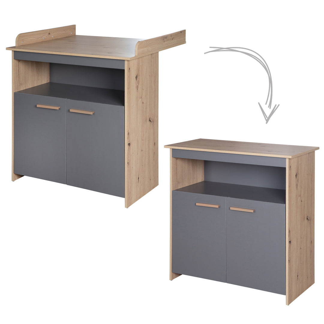 Conjunto de muebles para bebé 'Anna' 2 piezas - Antracita / Decoración Kent Oak