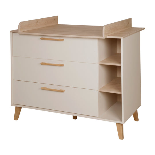 Set di mobili 'Jil' 2 pezzi - Letto per bambini combinato 70x140cm + Comò fasciatoio - Cashmere / Chestnut