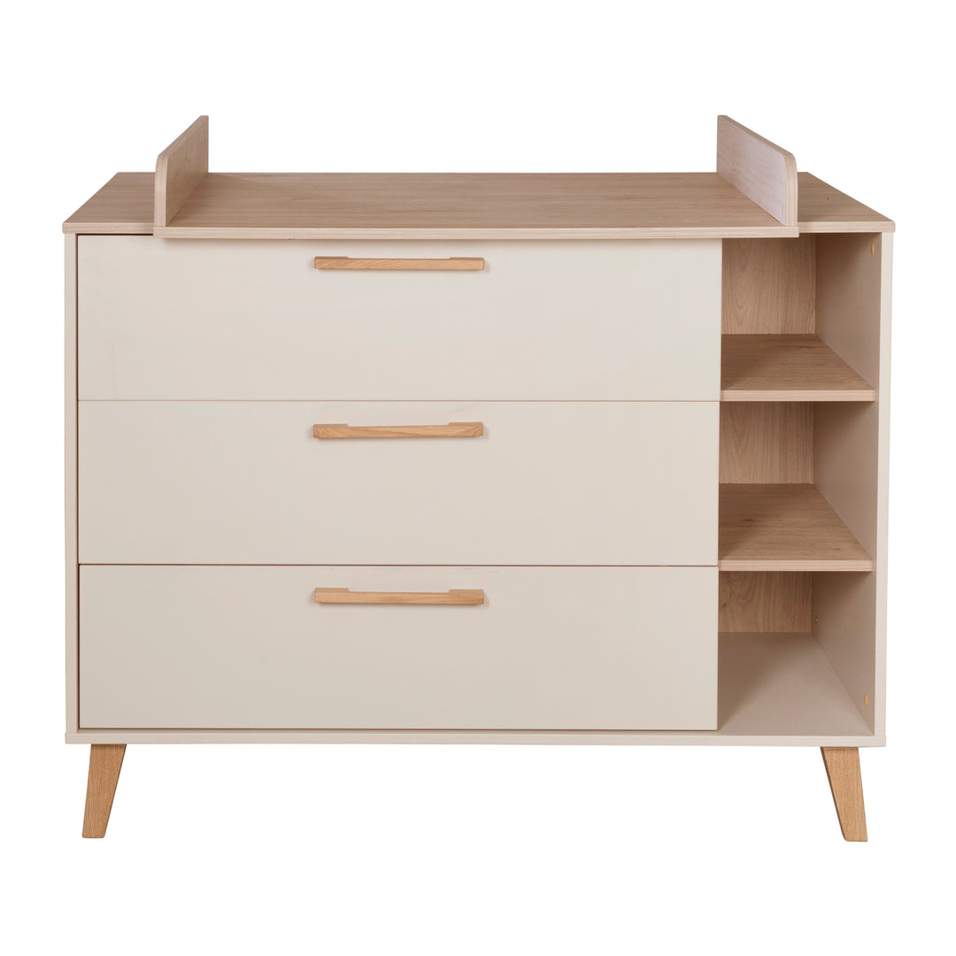 Set di mobili 'Jil' 2 pezzi - Letto per bambini combinato 70x140cm + Comò fasciatoio - Cashmere / Chestnut