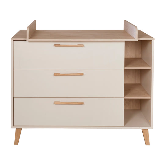 Set di mobili 'Jil' 2 pezzi - Letto per bambini combinato 70x140cm + Comò fasciatoio - Cashmere / Chestnut