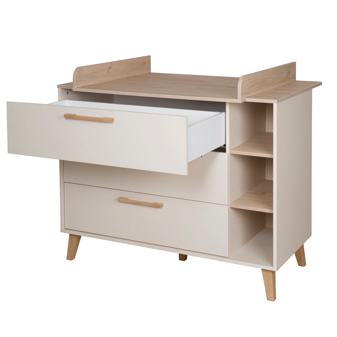 Set di mobili 'Jil' 2 pezzi - Letto per bambini combinato 70x140cm + Comò fasciatoio - Cashmere / Chestnut