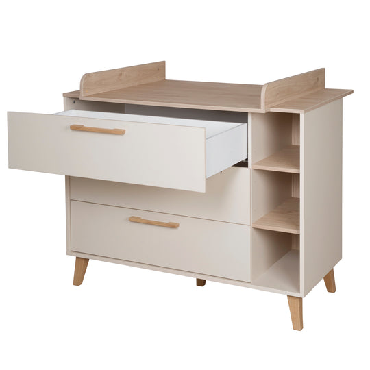 Set di mobili 'Jil' 2 pezzi - Letto per bambini combinato 70x140cm + Comò fasciatoio - Cashmere / Chestnut