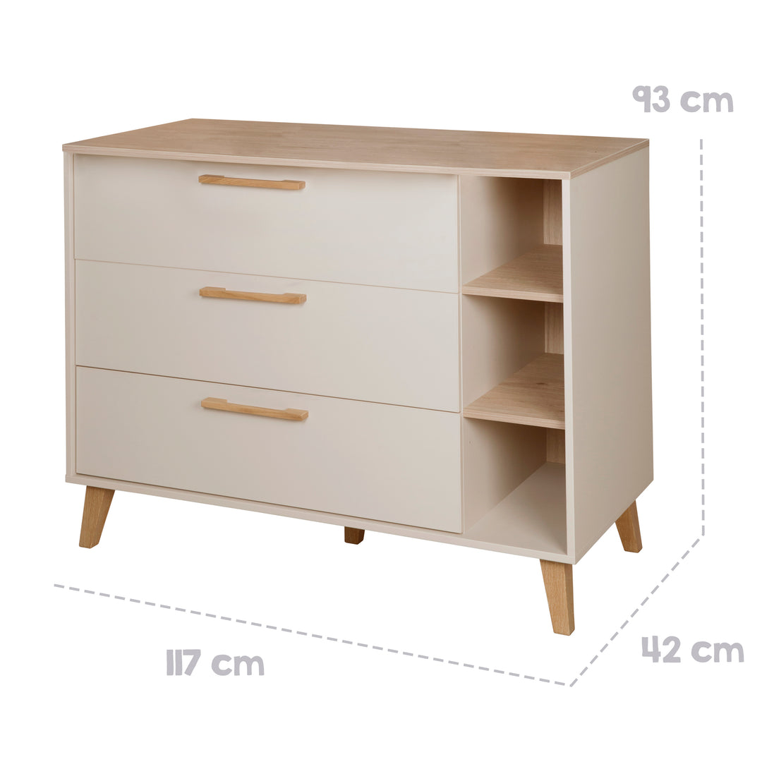 Set di mobili 'Jil' 2 pezzi - Letto per bambini combinato 70x140cm + Comò fasciatoio - Cashmere / Chestnut