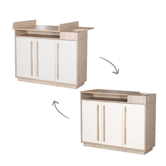 Möbelset 2-teilig 'Elva' - Babybett 70x140 + Wickelkommode - Cashmere / Virginia Chestnut