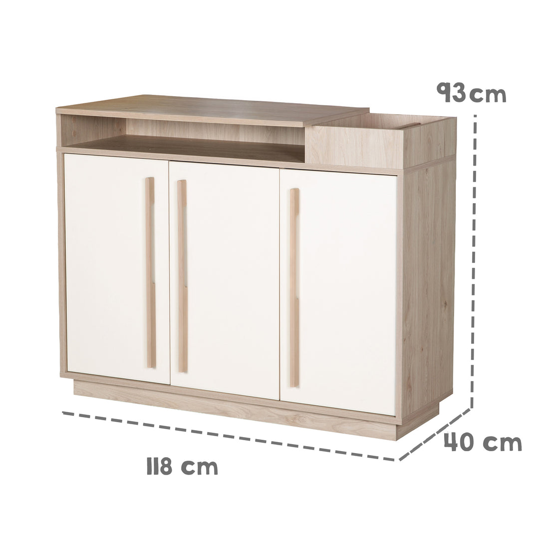 Möbelset 2-teilig 'Elva' - Babybett 70x140 + Wickelkommode - Cashmere / Virginia Chestnut