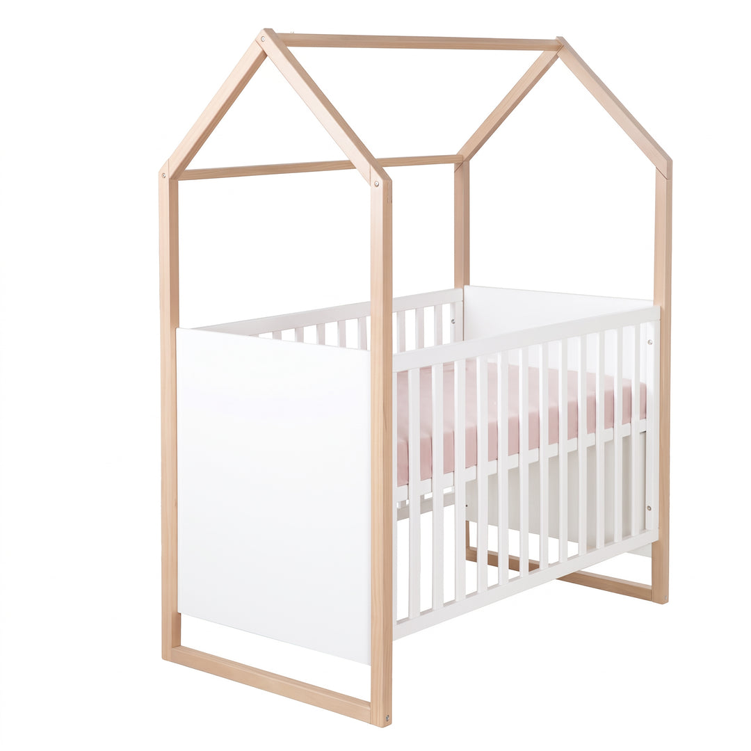 Babymöbelset 'Noah' 2-teilig mit Hausbett in 60x120 cm - Weiß / Tristan Eiche – Freisteller (10/16)
