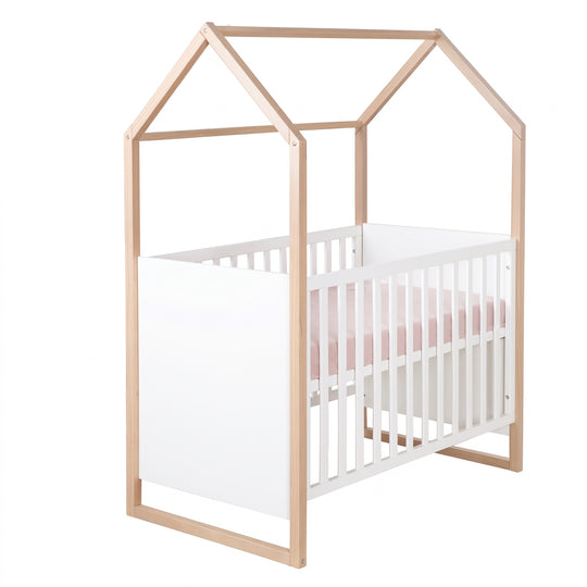 Babymöbelset 'Noah' 2-teilig mit Hausbett in 60x120 cm - Weiß / Tristan Eiche – Freisteller (10/16)