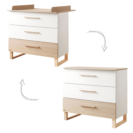 Babyzimmerset 'Noah' 3-teilig mit Hausbett in 60x120 cm - Weiß / Tristan Eiche – Infografik (9/25)