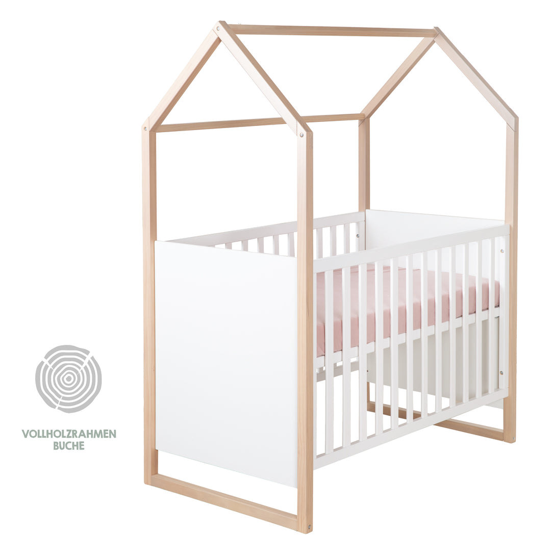 Babyzimmerset 'Noah' 3-teilig mit Hausbett in 60x120 cm - Weiß / Tristan Eiche – Infografik (21/25)