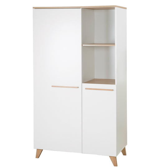 Babyzimmer Set 'Leon' 3-teilig - Kombi-Bett 70x140 + Wickelkommode + Kleiderschrank 2-türig - Weiß / Othello Eiche