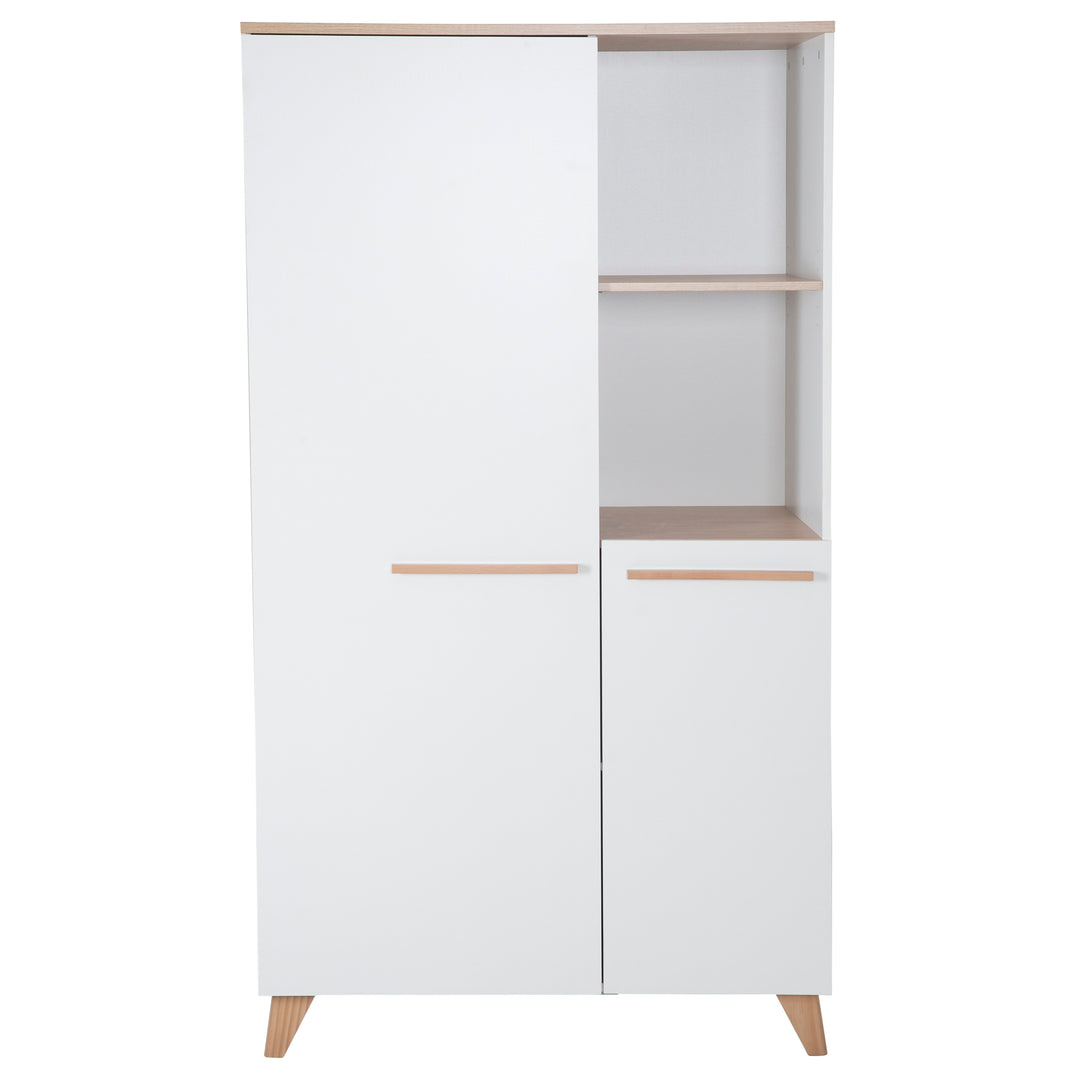 Babyzimmer Set 'Leon' 3-teilig - Kombi-Bett 70x140 + Wickelkommode + Kleiderschrank 2-türig - Weiß / Othello Eiche